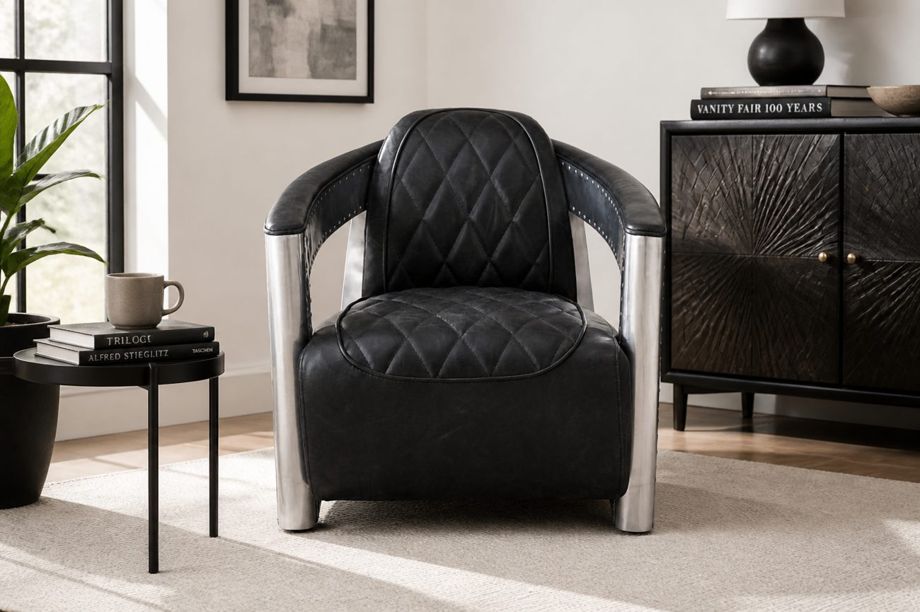 Black Stainless Steel Accent Chair