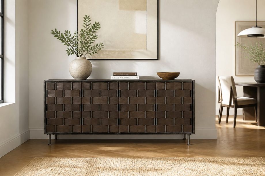 Komo Leather and Metal Dining Buffet