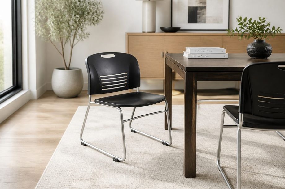 Vy Straight Leg Dining Side Chair With Casters