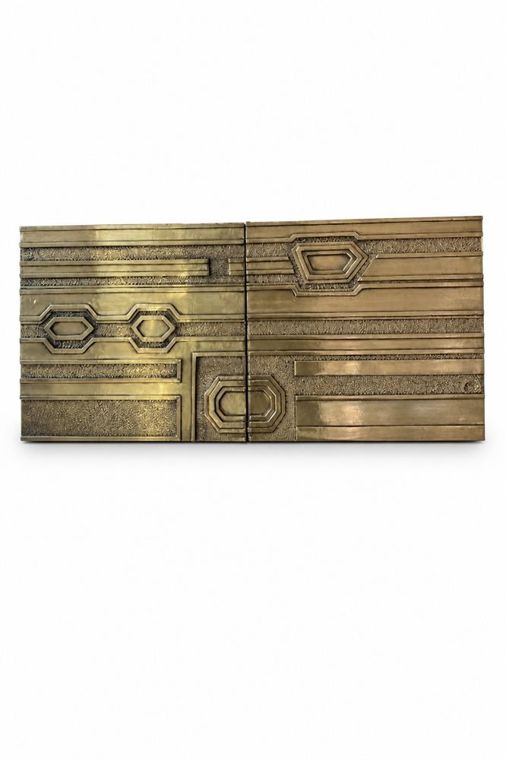 Abstract Block Left Brass Dining Cabinet view 2
